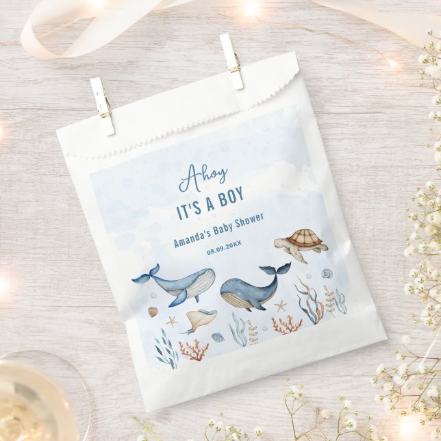 Under the sea Ahoy It's a Boy Baby Shower Favour Bags (Clipped)