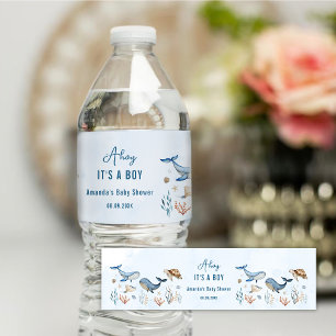 Under the sea Ahoy It's a Boy Baby Shower Water Bottle Label