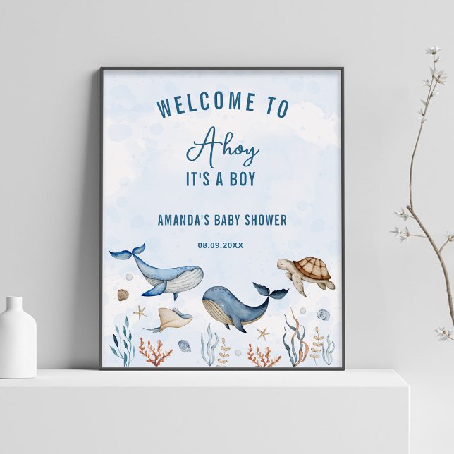 Under The Sea Ahoy It's a Boy Baby Shower Welcome  Poster (Creator Uploaded)