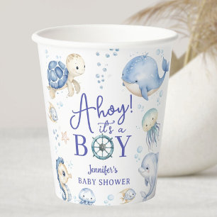 Under The Sea Ahoy It's A Boy Ocean Baby Shower Paper Cups