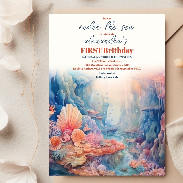Under the Sea Animals 1st Birthday Invitation (Creator Uploaded)