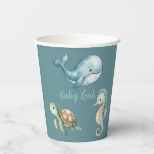 Under the Sea Animals Aquamarine Baby Shower Paper Cups