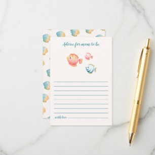Under The Sea Animals Baby Shower Advice For Mum Enclosure Card