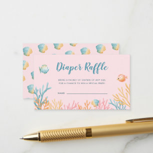 Under The Sea Animals Baby Shower Diaper Raffle Enclosure Card