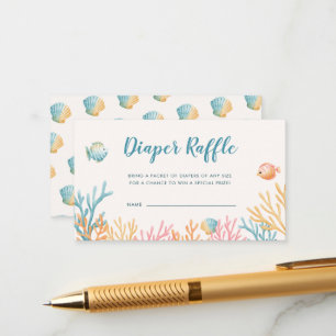 Under The Sea Animals Baby Shower Diaper Raffle Enclosure Card