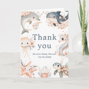 Under The Sea Animals Baby Shower Party Thank You Card