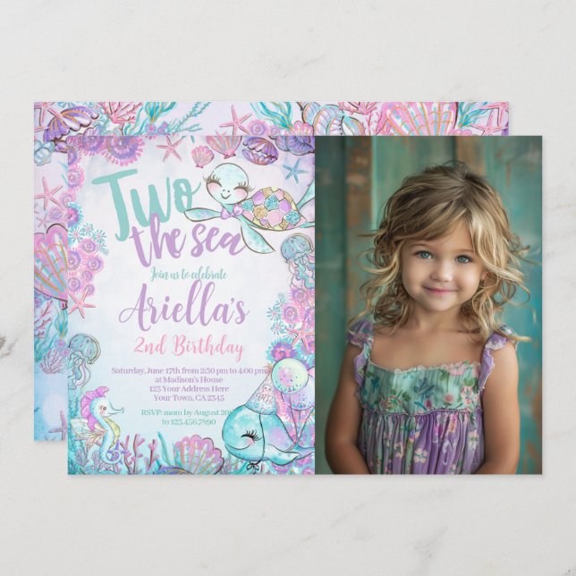 Under the Sea Animals Birthday Invitation (Front/Back)