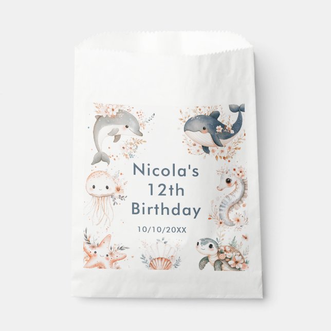 Under The Sea Animals Birthday Party Favour Bags (Front)