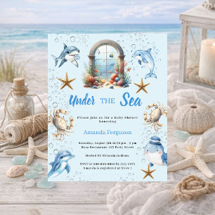 Under the sea animals boy Baby Shower invitation