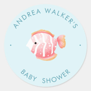 Under The Sea Animals Colourful Baby Shower  Classic Round Sticker