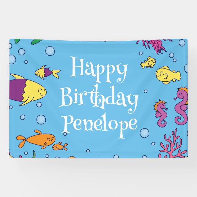 Under the Sea Animals Cute 1st Birthday Party Banner (Horizontal)