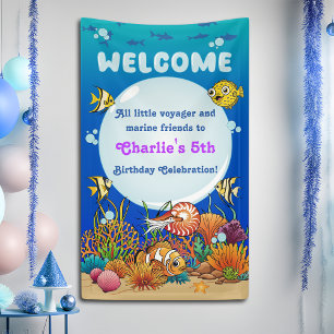 Under the Sea Animals Cute Cartoon Party Welcome Banner