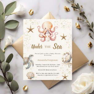 Under the sea animals girl Baby Shower invitation