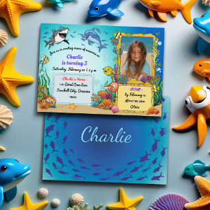 Under the Sea Animals, Underwater Photo Birthday Invitation