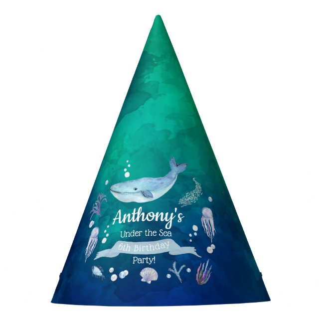 Under The Sea Any Age Birthday Party Hat (Front)