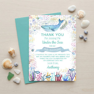 Under The Sea Any Age Birthday Thank You Card