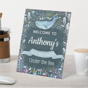 Under The Sea Any Age Birthday Welcome Pedestal Sign