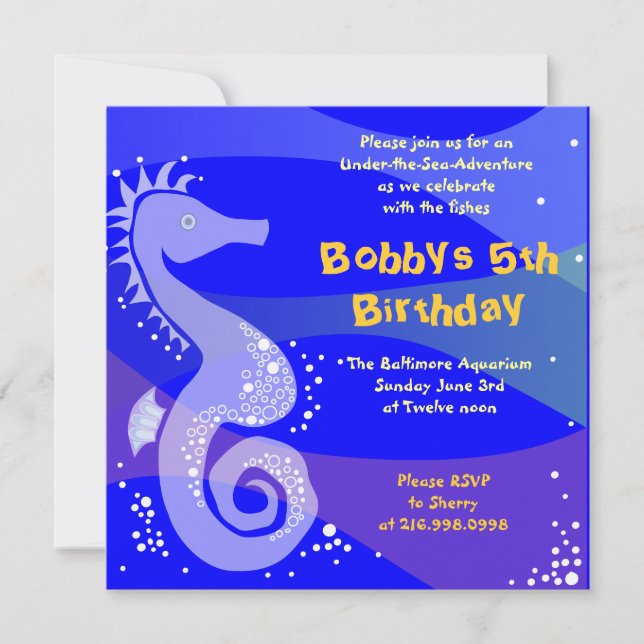 Under The Sea Aquarium Happy Birthday Party Boy Invitation (Front)