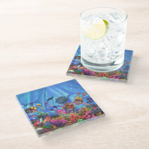 Under the Sea Art Glass Coaster