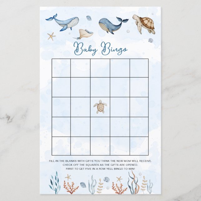 Under the sea Baby Bingo Game (Front)