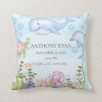 Under the Sea Baby Birth Stats Pillow