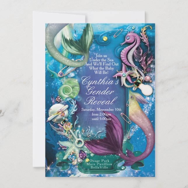 Under the Sea Baby Gender Reveal Invitations (Front)