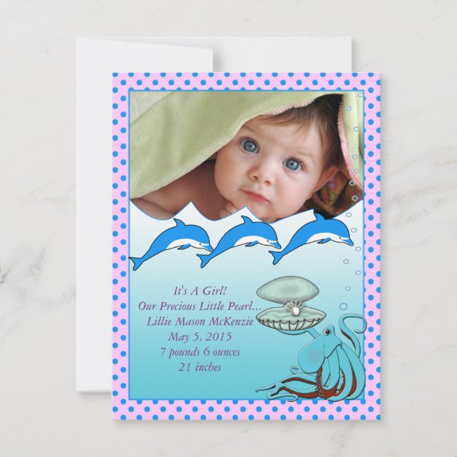 Under the Sea Baby Girl Announcement (Front)