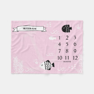 Under The Sea Baby Milestone Fleece Blanket