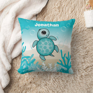 Under the Sea Baby Sea Turtle Throw Pillow