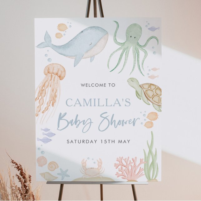 Under The Sea Baby Shower 18x24" Welcome Sign (Under The Sea Baby Shower Welcome Sign)