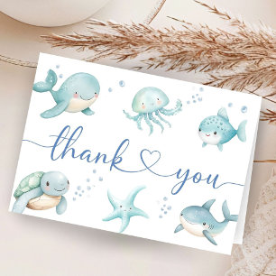 Under The Sea Baby Shower Blu Ocean Thank You Card