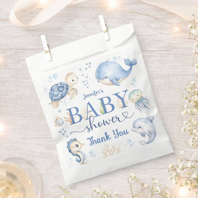 Under The Sea Baby Shower Blue Ocean  Favour Bags (Clipped)