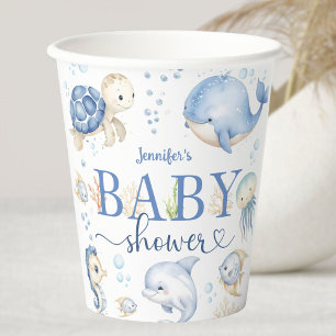 Under The Sea Baby Shower Blue Ocean Paper Cups