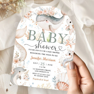Under The Sea Baby Shower Boho Ocean Girl Arched Invitation