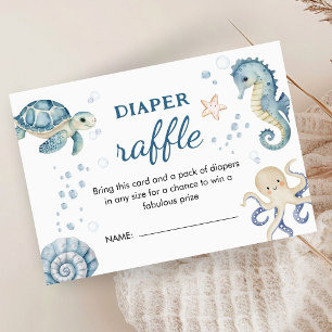 Under The Sea Baby Shower Boy Blue Diaper Raffle Enclosure Card