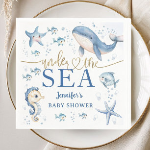 Under The Sea Baby Shower Boy Blue Ocean Paper Napkin