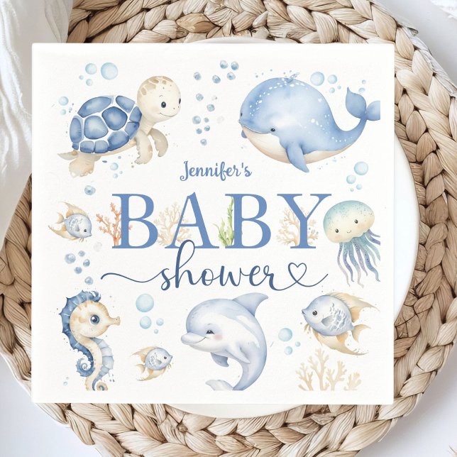 Under The Sea Baby Shower Boy Ocean Paper Napkins (Creator Uploaded)
