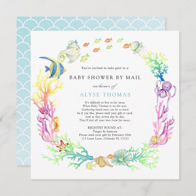 Under The Sea Baby Shower By Mail Invitation (Front/Back)