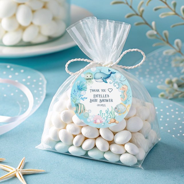 Under the Sea Baby Shower  Classic Round Sticker (Creator Uploaded)