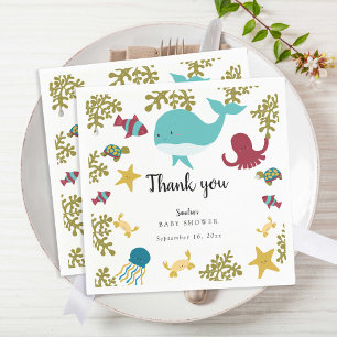 Under the Sea Baby Shower Cute Kawaii Thank you  Napkin