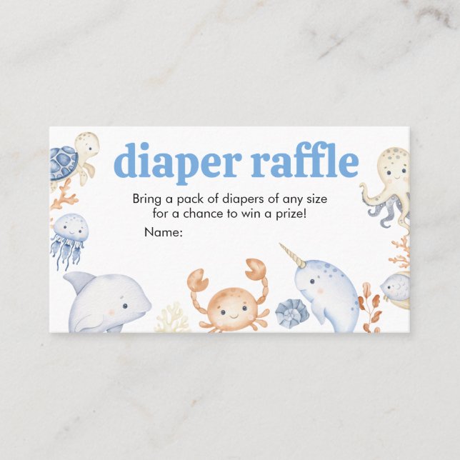 Under the Sea Baby Shower Diaper Raffle Business Card (Front)