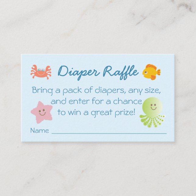 Under the Sea Baby Shower Diaper Raffle Ticket Enclosure Card (Front)