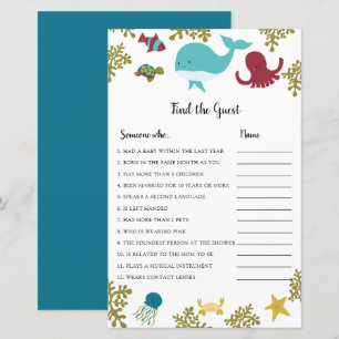 Under the Sea Baby Shower Find the Guest Game Navy