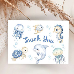 Under The Sea Baby Shower Flat Thank You Card