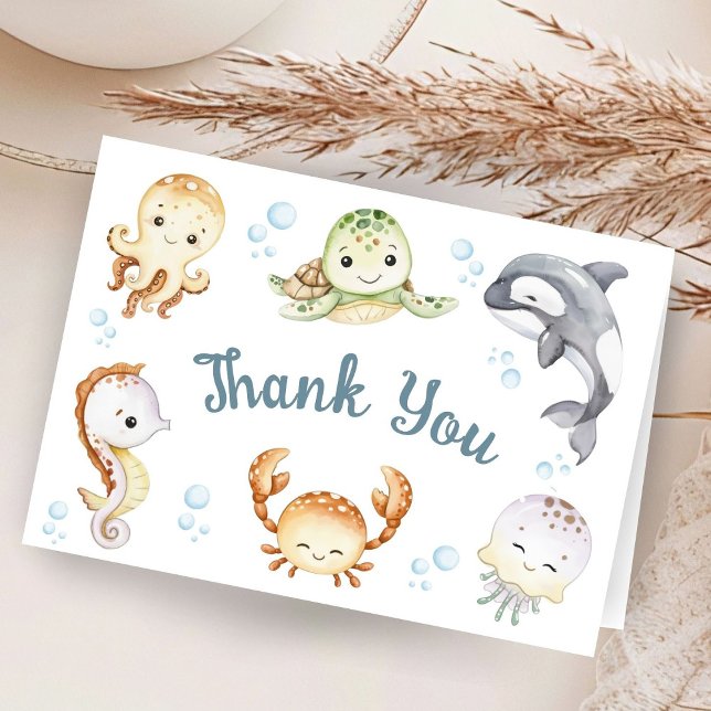 Under The Sea Baby Shower Folded Thank You Card (Creator Uploaded)