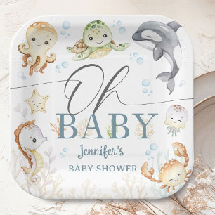 Under The Sea Baby Shower Gender Neutral Ocean  Paper Plate