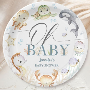 Under The Sea Baby Shower Gender Neutral Ocean Paper Plate