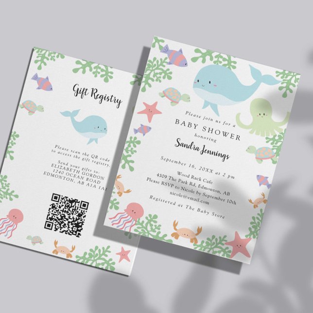 Under the Sea Baby Shower Gift Registry QR Code Invitation (Creator Uploaded)