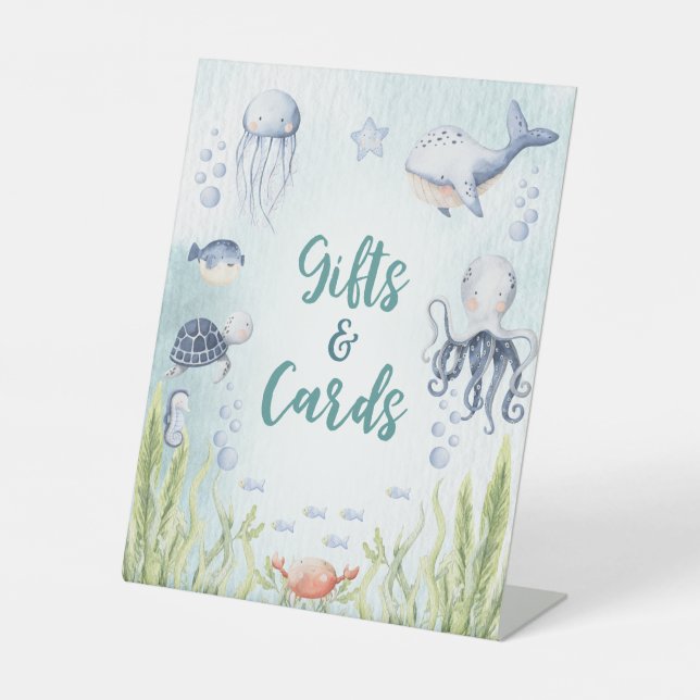 Under The Sea Baby Shower Gifts Pedestal Sign (Front)