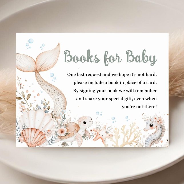 Under The Sea Baby Shower Girl Boho Books For Baby Enclosure Card (Creator Uploaded)